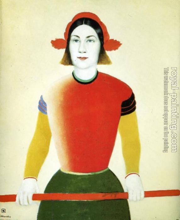 Kazimir Malevich : Girl with Red Flagpole